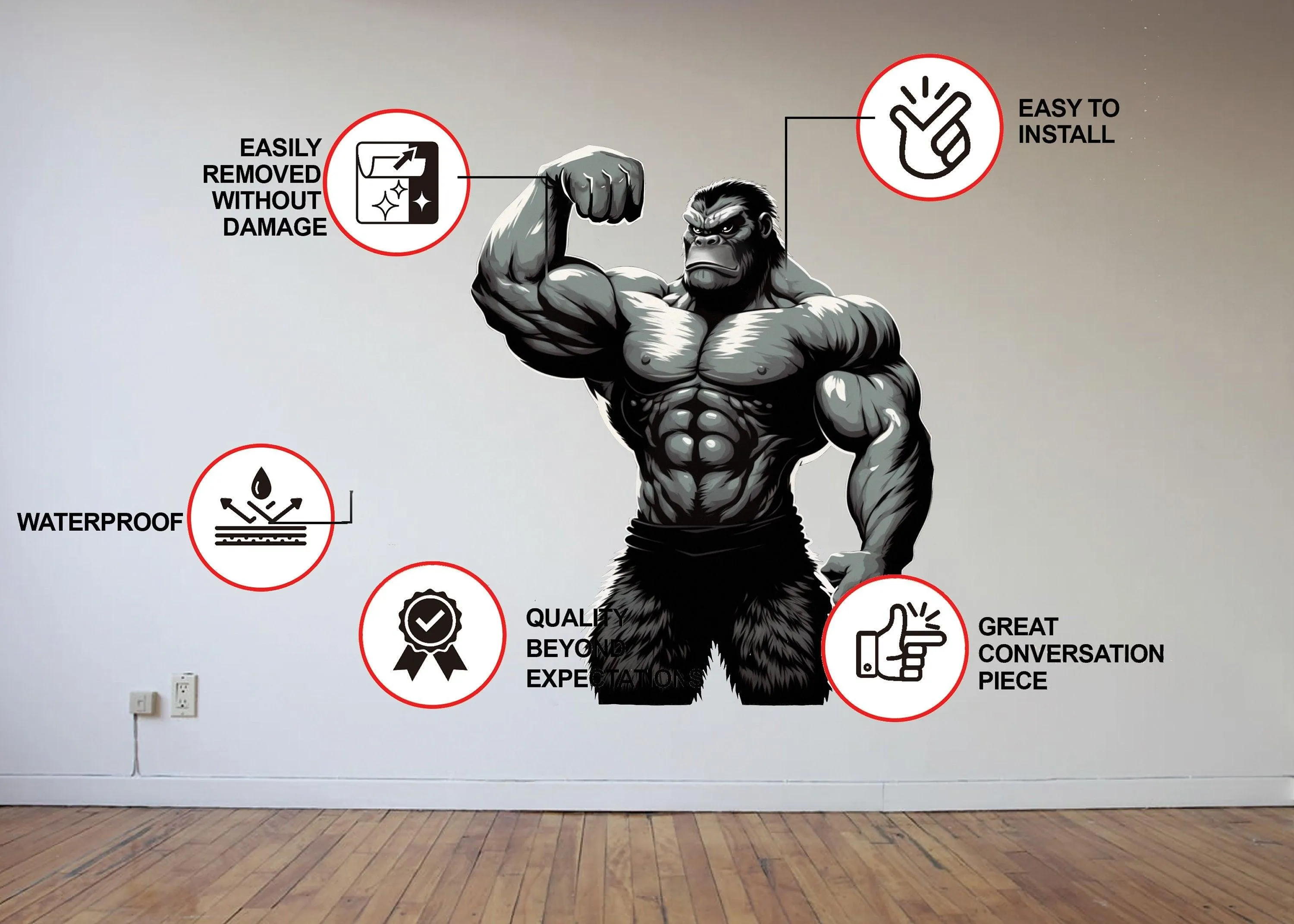 Beast Mode Inspired Fitness Gorilla Wall Decal - Gym Motivation Sticker
