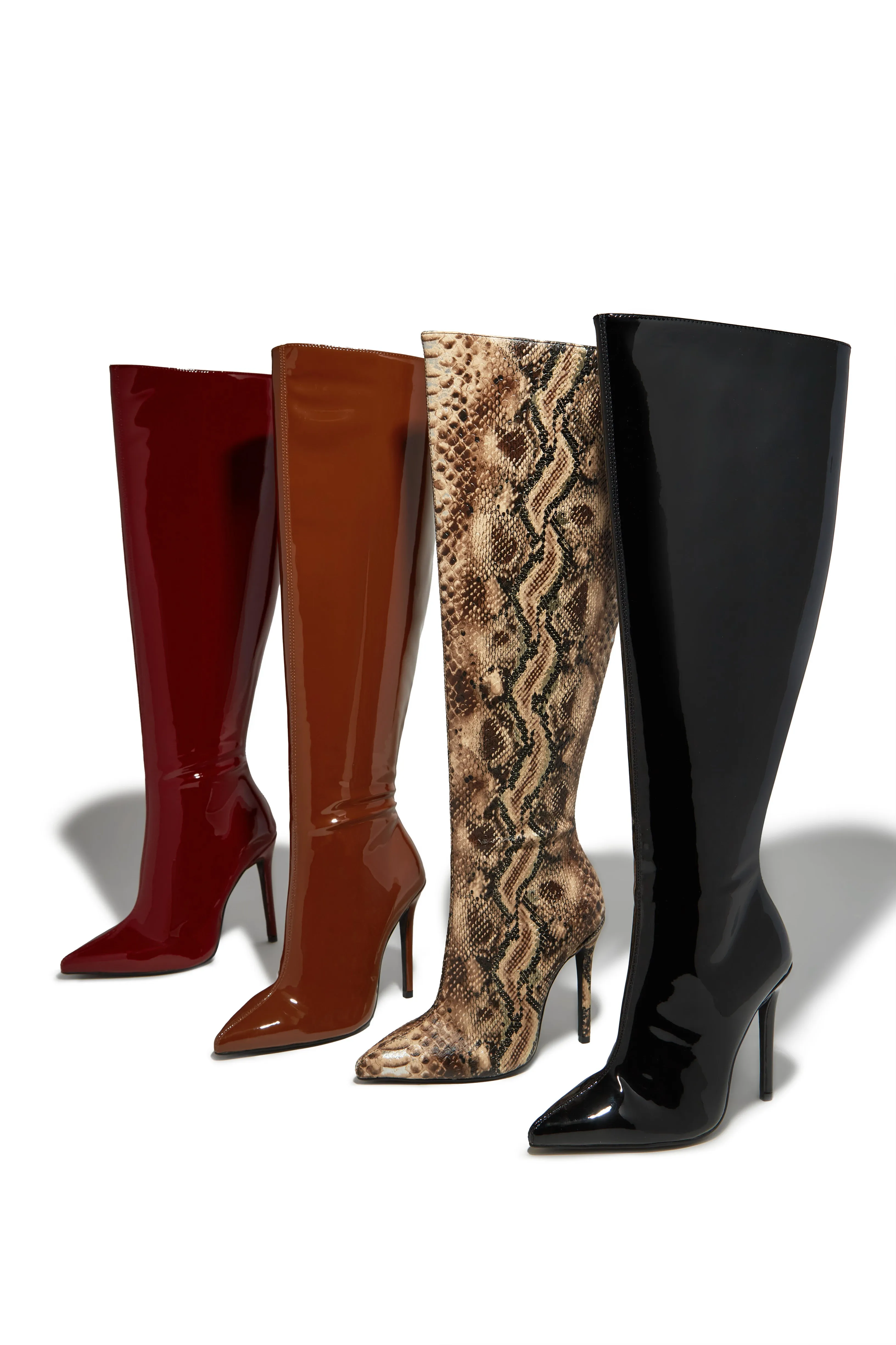 Genesis Knee High Heel Boots - Snake