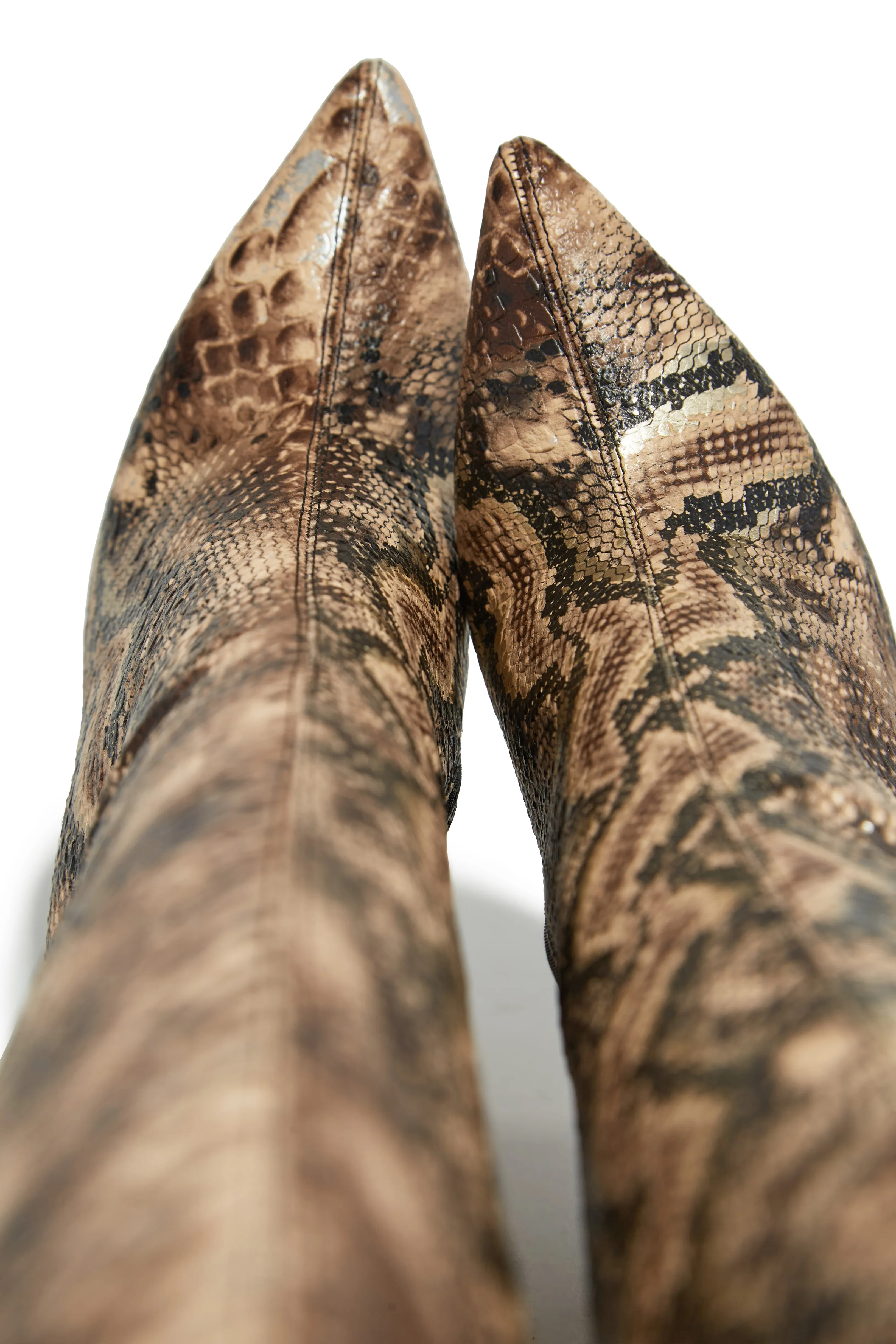 Genesis Knee High Heel Boots - Snake