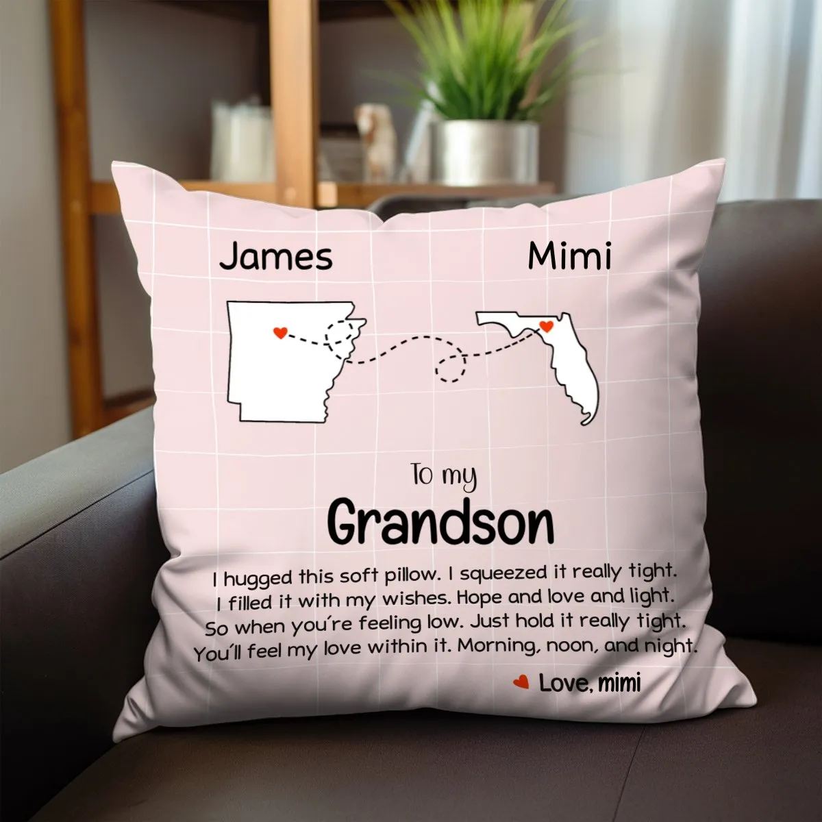 Granddaughter Long Distance Hug Pillow - Personalized Pillow