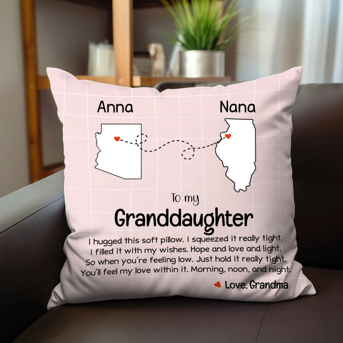 Granddaughter Long Distance Hug Pillow - Personalized Pillow