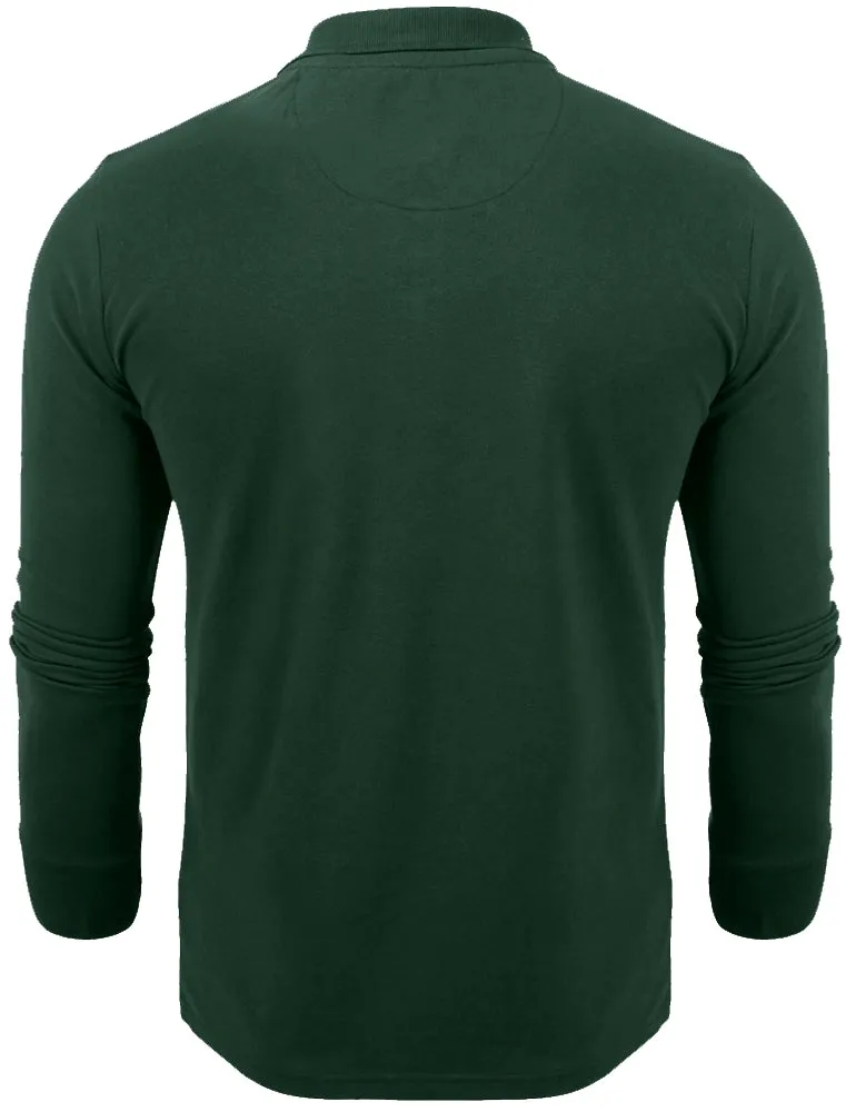 Howell Long Sleeve Polo Shirt in Dark Bottle Green