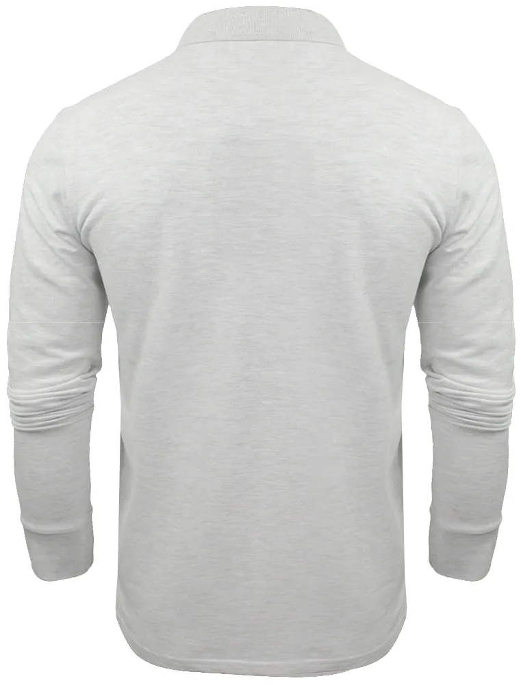 Howell Long Sleeve Polo Shirt in Ecru Marl