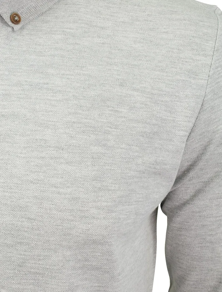 Howell Long Sleeve Polo Shirt in Ecru Marl