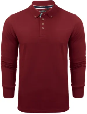 Howell Long Sleeve Polo Shirt in Oxblood
