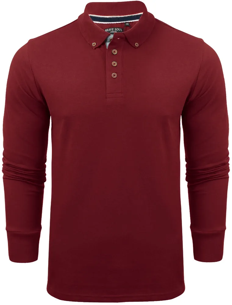 Howell Long Sleeve Polo Shirt in Oxblood
