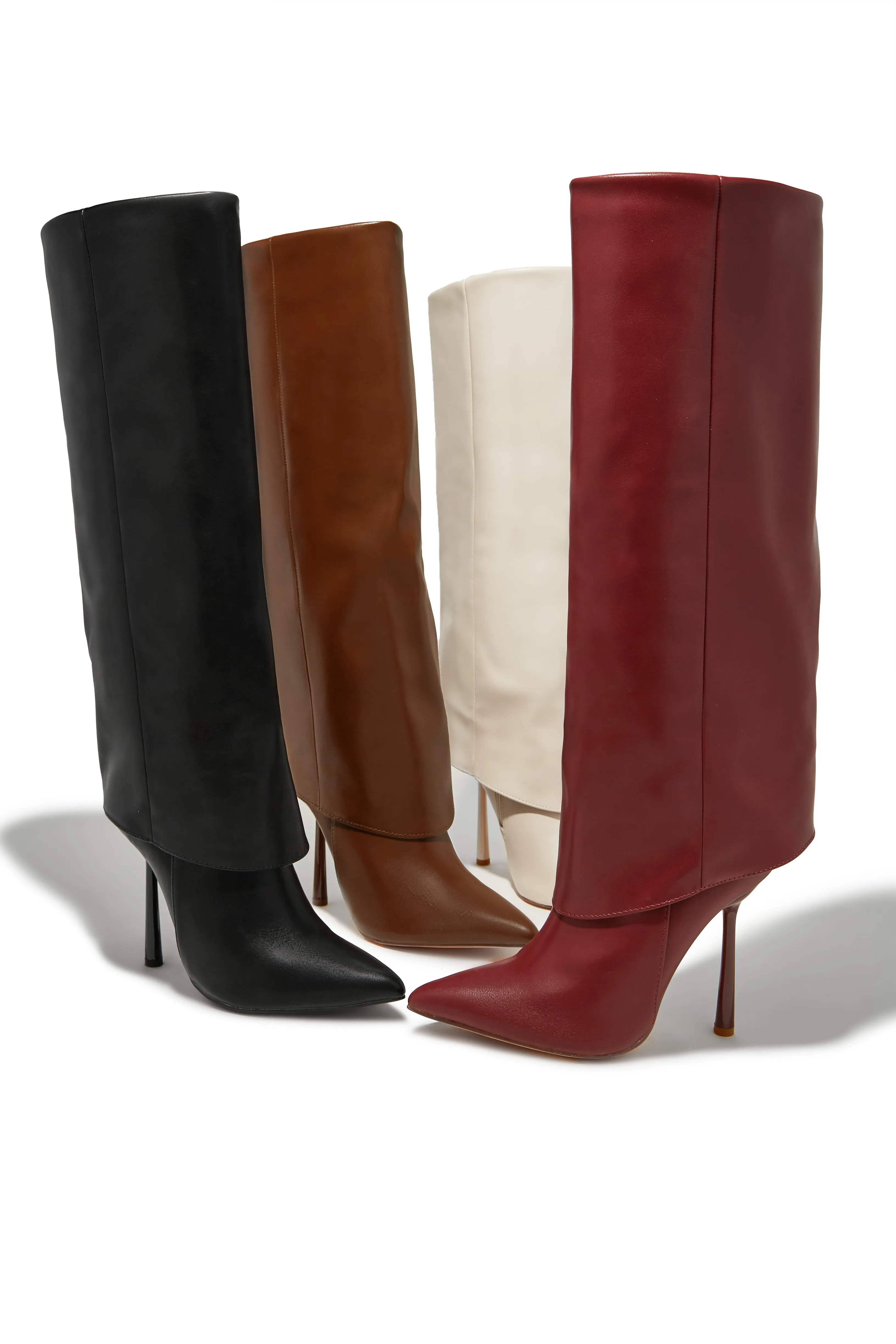 Kourt Knee High Heel Boots - Bone