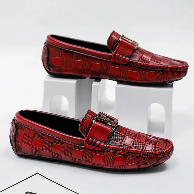 Letter Metal Buckle Slip-On Loafers