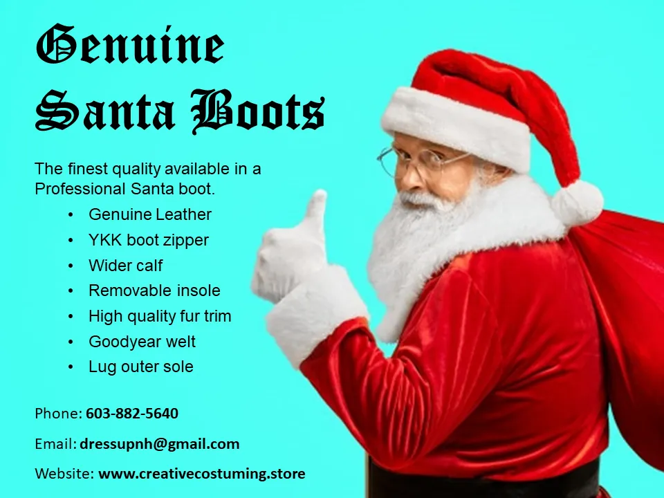 Santa Boot / Genuine Leather Professional Santa Boots / Wide Calf / Wide Width