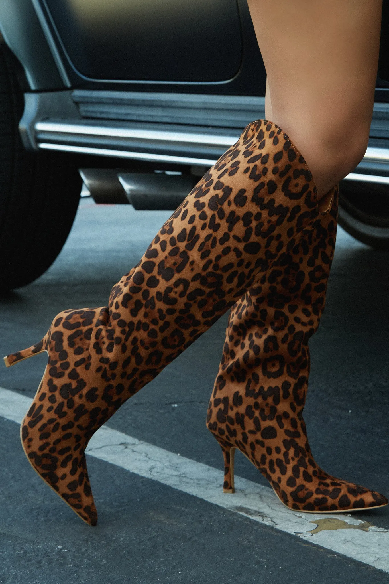 Shyla Knee High Boots - Leopard