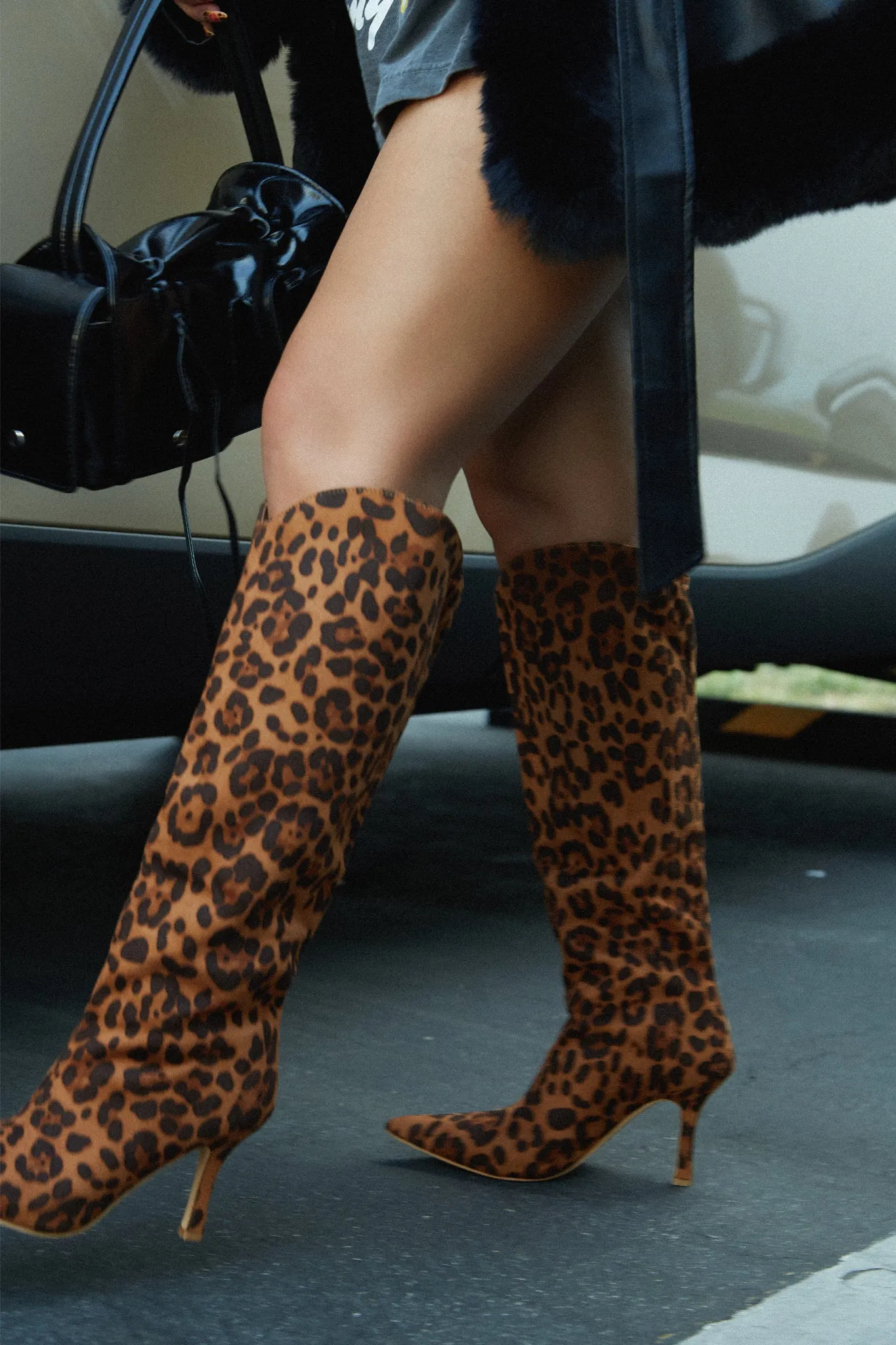 Shyla Knee High Boots - Leopard